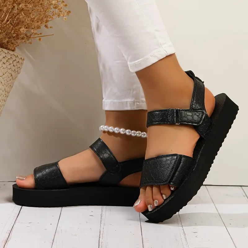 womens solid color fisherman sandals open toe strappy back eva sole eva insole microfiber inner with lightweight and comfortable materials for travel Product details 6