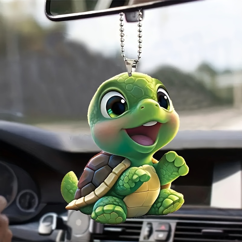 

1pc 2d Acrylic Flat Cute Little Turtle Pendant Car Interior Decoration Accessories For Backpack & Key Chain Gift Accessories