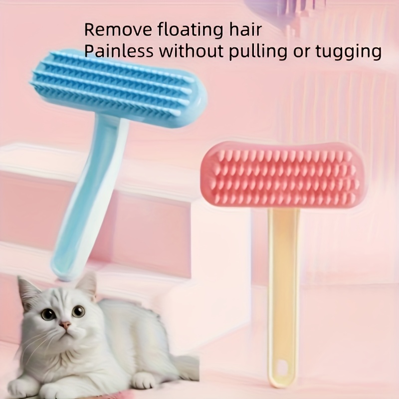 Silicone Pet Grooming Brush with Soft Bristles & Heart-Shaped Head - Gentle Detangling & Massaging Brush for Cats, Dogs, Rabbits, Guinea Pigs - Non-Shedding, Durable, Pet Grooming Supplies, Pet Grooming Brush