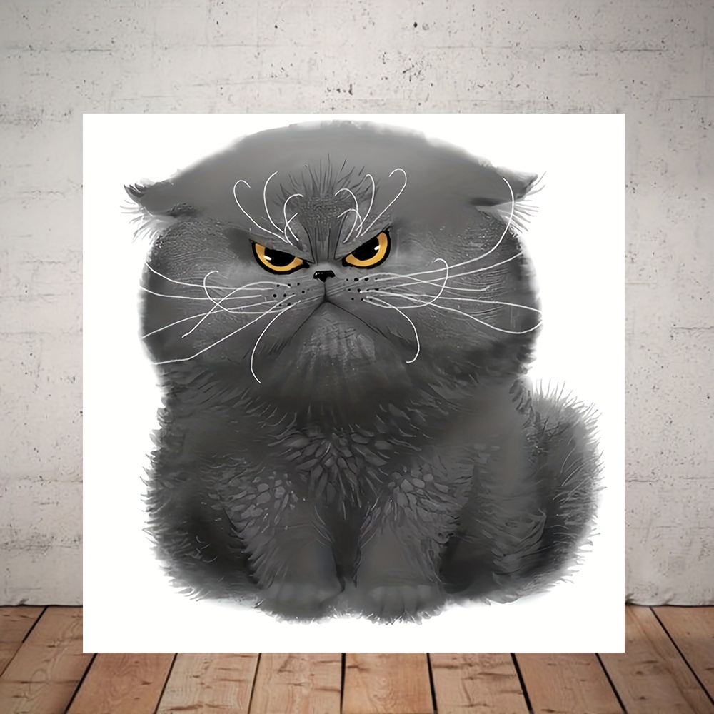 Charming Cat Kitty Canvas Art Print - Modern Abstract Wall Decor For ...