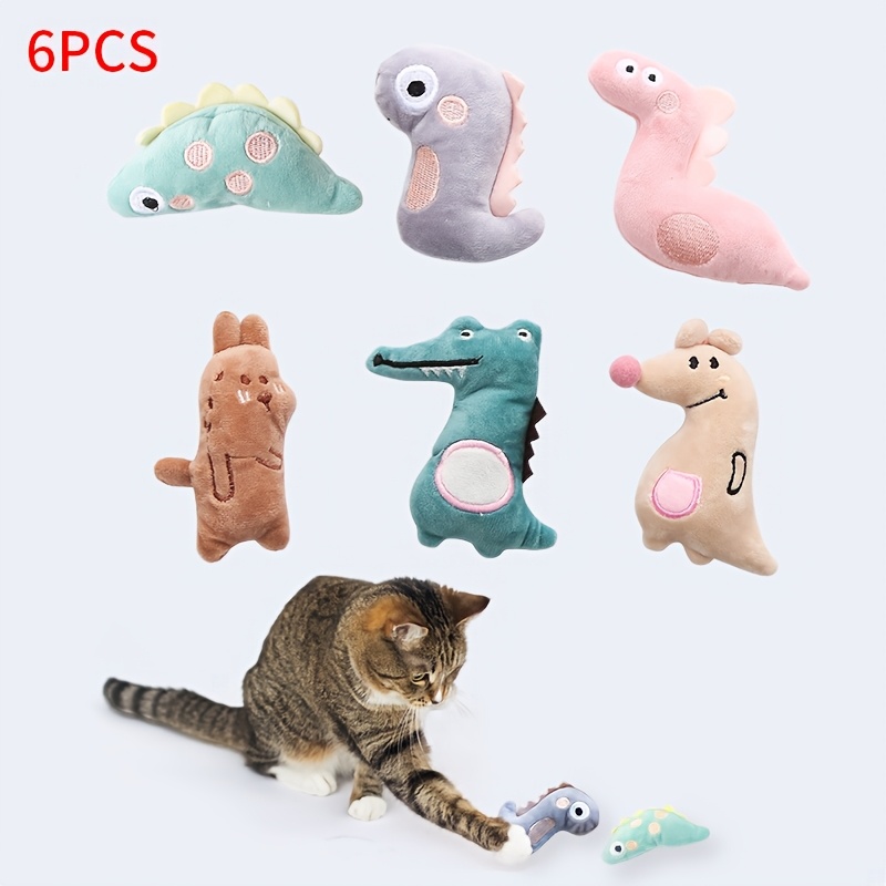 

6pcs Cute Animal Shaped Plush Cat Toys, Grinding Teeth And Biting, Interactive Play Pet Supplies