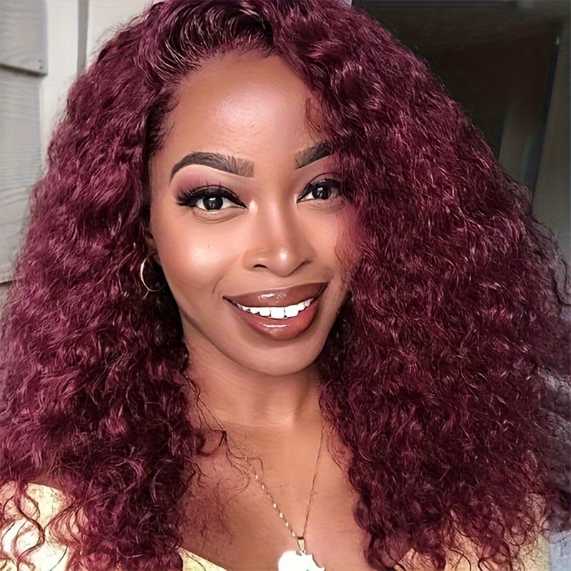 

99j Red Colored Deep Wave Wig Human Hair 13x4 Burgundy Black Short Bob Lace Front Human Hair Wigs For Women Short Deep Wave