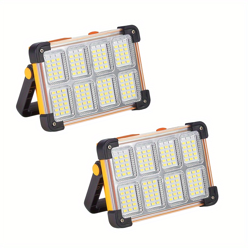 

1pc 2pcs 80w Portable Solar Led Work Light, Outdoor Waterproof Battery Rechargeable, Ultra Bright 4 Light Modes, Camping Power Outage Fishing Operation Site Emergency Yellow