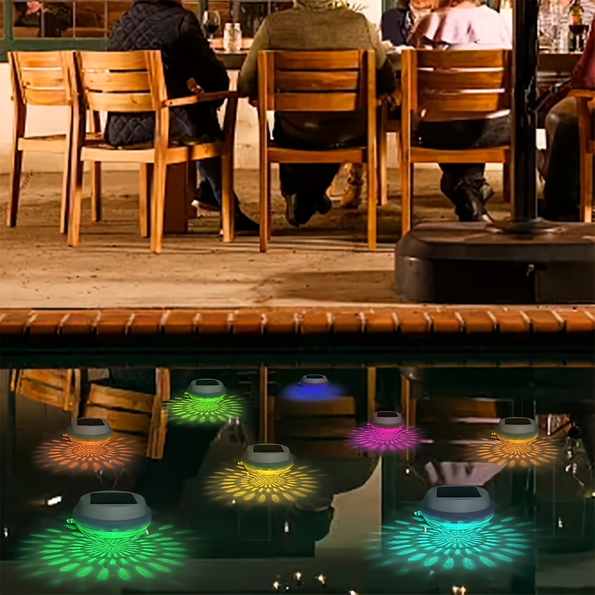 1pc Lampe solaire flottante pour piscine, lumière à 7 couleurs changeantes, lampe d'étang extérieure IP65, éclairage de fête, lumière d'eau, lumière de piscine pour la décoration de cour, route