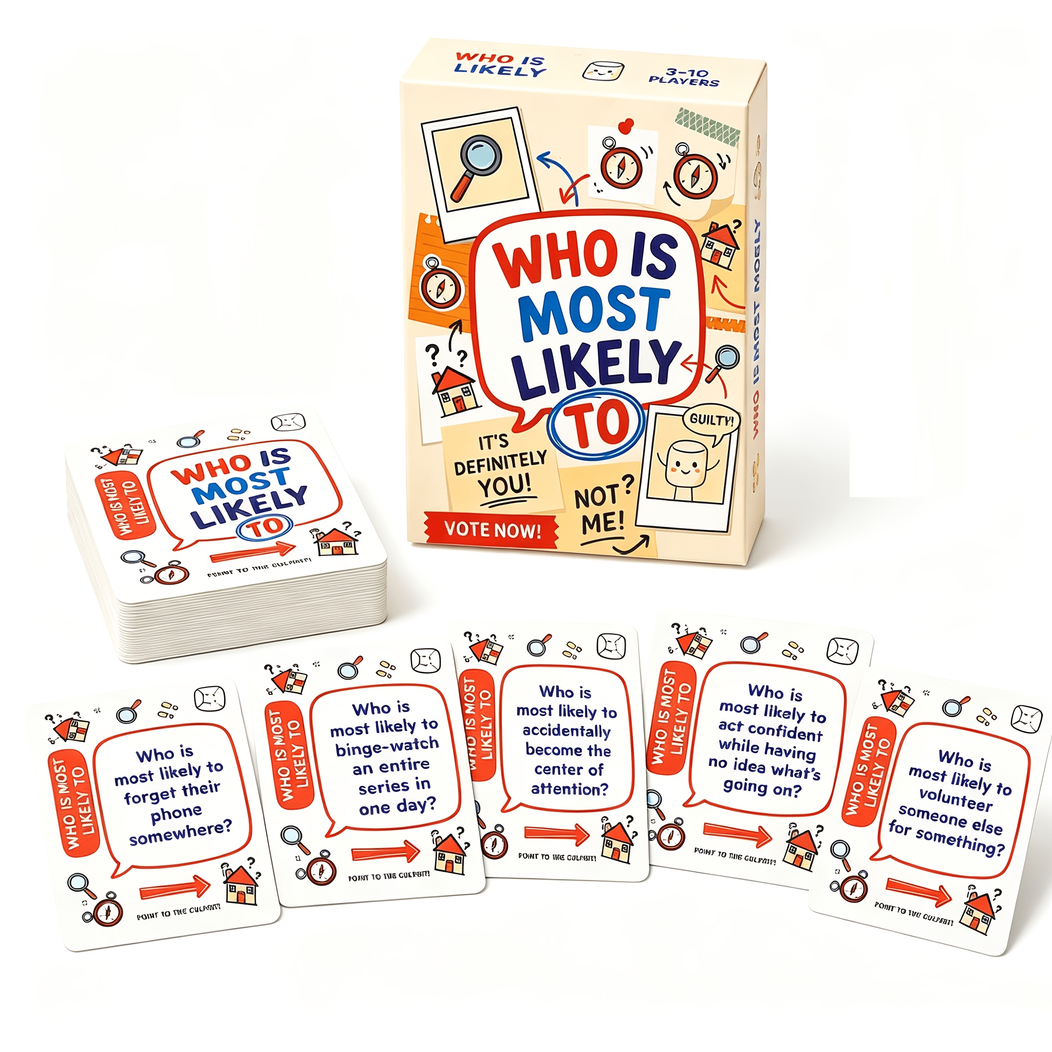 TEMU Question Card Who's Party Card Game, Funny Roast And Prank Icebreaker Cards, Multiplayer Tabletop Game For Gathering, Camping, Travel,