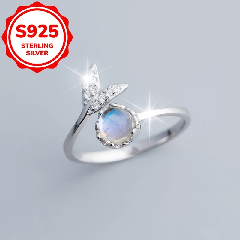 Women's S925 Silver Aurora Moonstone Index Ring