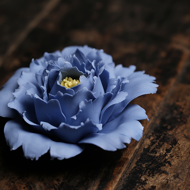 手作り陶器 牡丹の花 置物 インテリア雑貨 手作り陶器の青い牡丹の花の置物 香り付きまたは無香りの中国風花の像