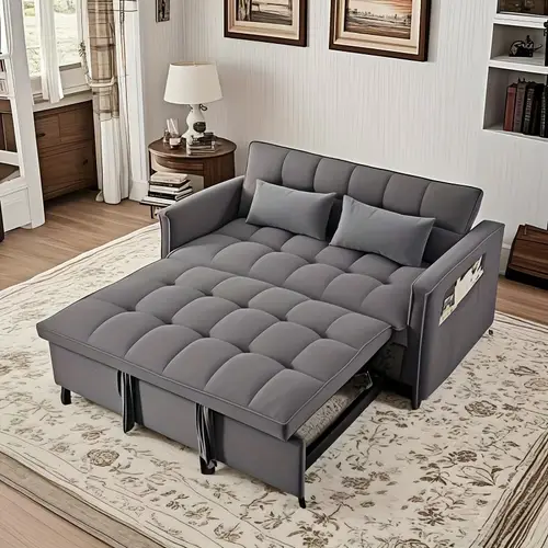 54 33 inch versatile foldable sofa bed in 3 lengths modern sofa sofa sofa velvet pull out bed adjustable back gray