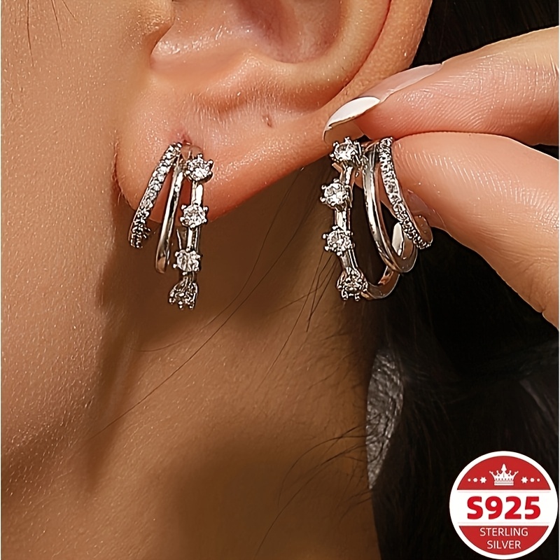 A Set Of Elegant Copper Stud Earrings Made Of 925 Sterling Silver, Perfect For Women, High-quality Jewelry Additions, An Ideal Gift For Festivals