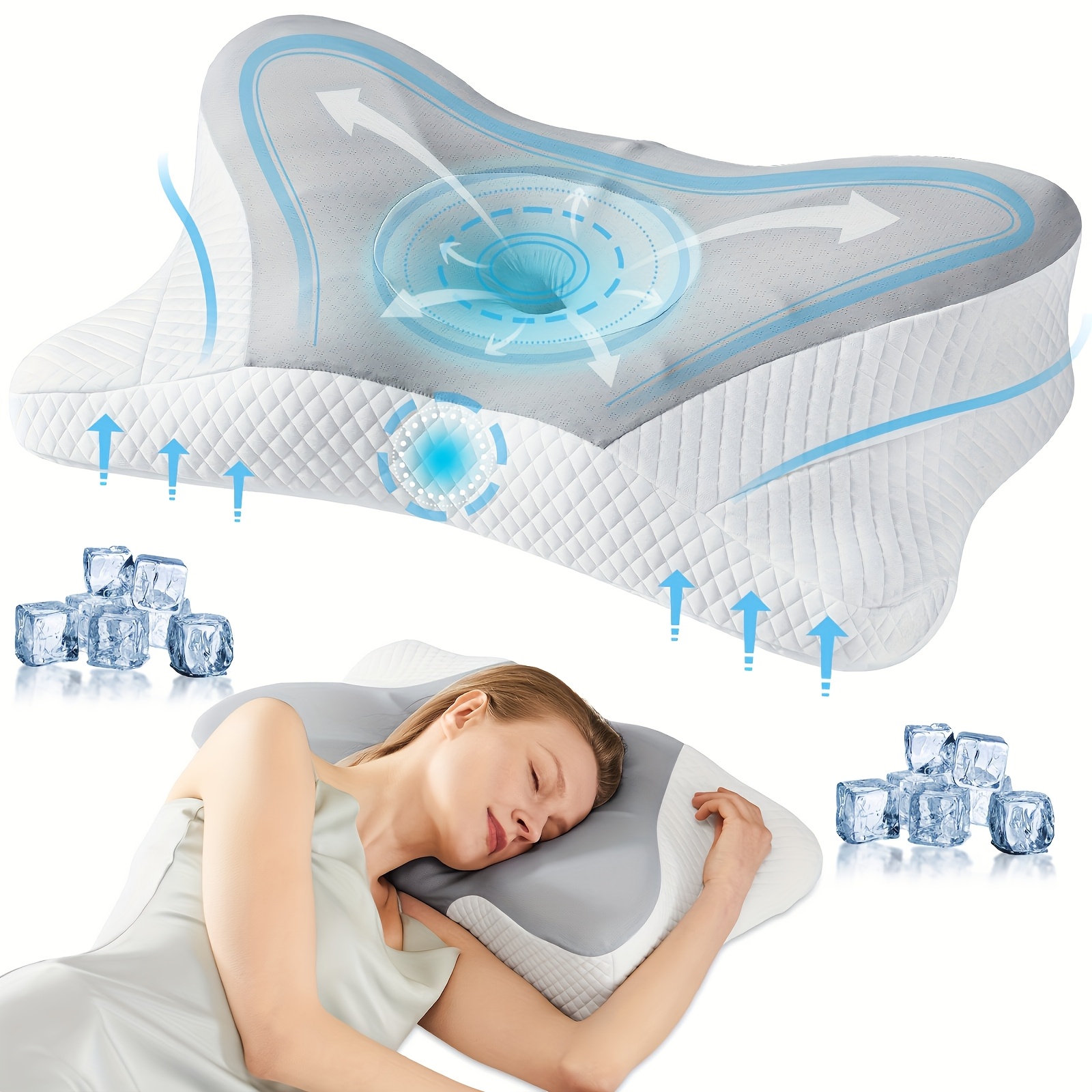 ergonomic contoured cervical orthopedic pillow