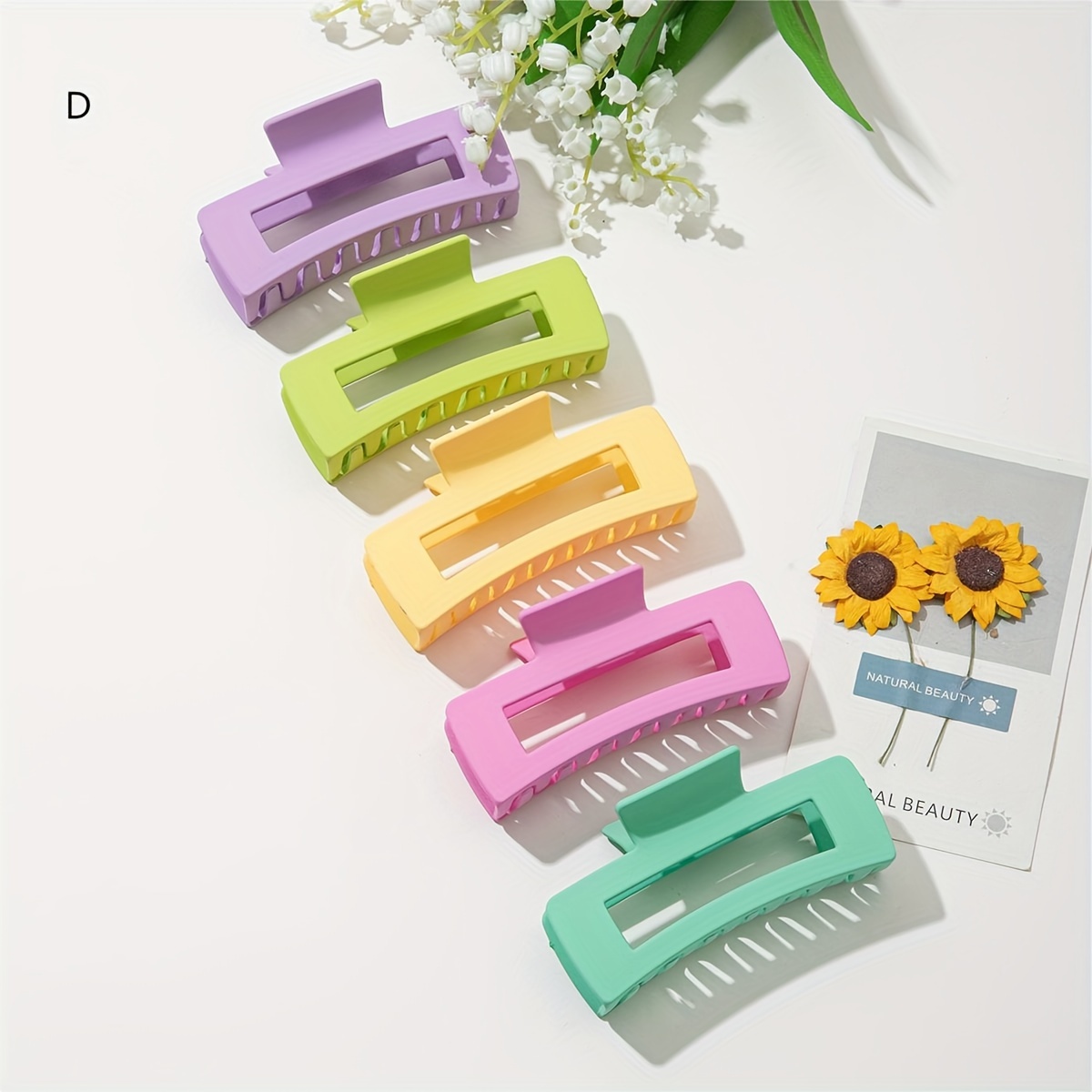 TEMU Set da 5 pezzi di accessori per capelli da donna multicolore, fermacapelli a pinza quadrata gommata per acconciature , fermagli per capelli