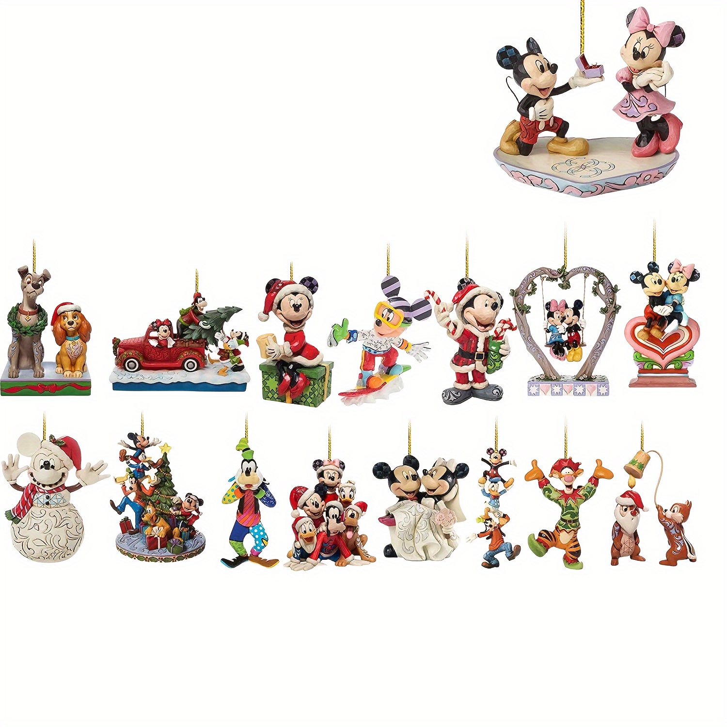 TEMU 16pcs Cartoon Acrylic Ornaments Set - Christmas Tree & Birthday Decorations, Colors