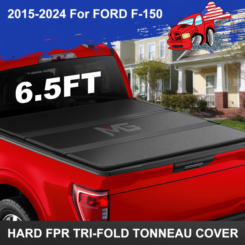 

Hard Tri-fold Tonneau Cover Fits Ford F-150 2015-2024 With 6.5' (78.9in) Truck Bed | On Top |