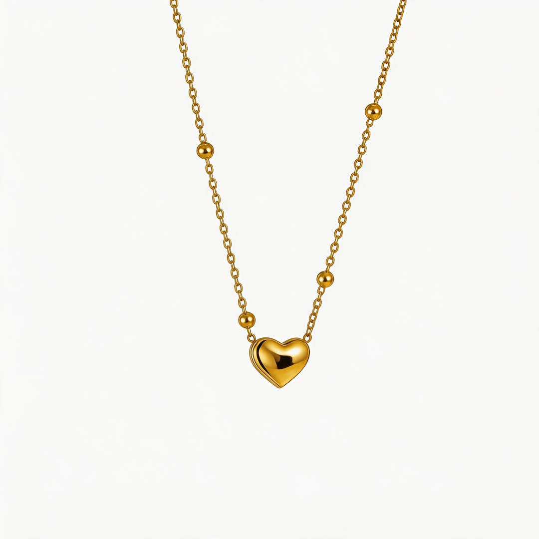 Women's Heart Pendant Titanium Steel Necklace, Minimalist Design