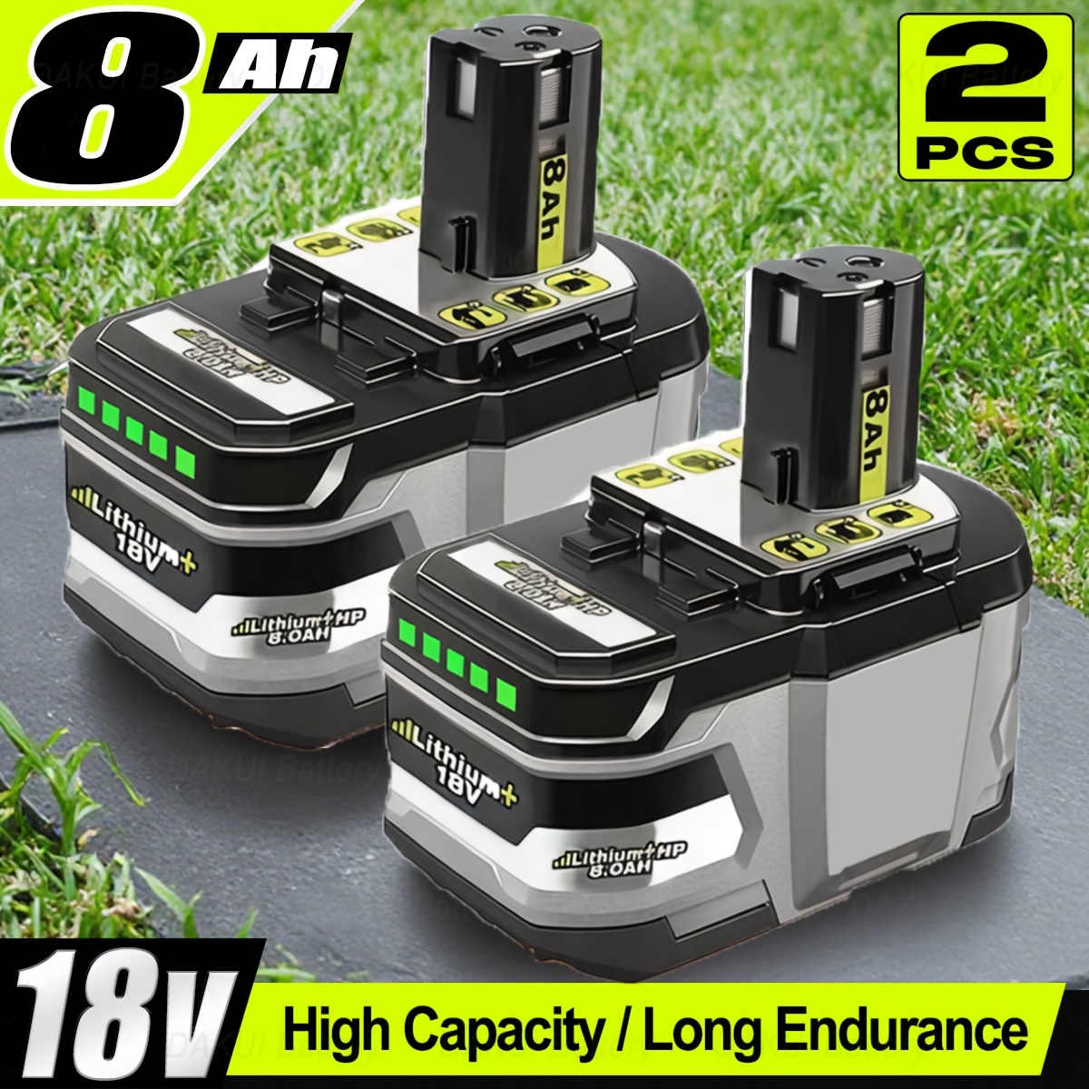 TEMU Batterie de remplacement 8.0Ah 18V pour outils Ryobi 18V Lithium-Ion, compatible avec la série One+ Plus et les modèles P109, P108, P107, P105,