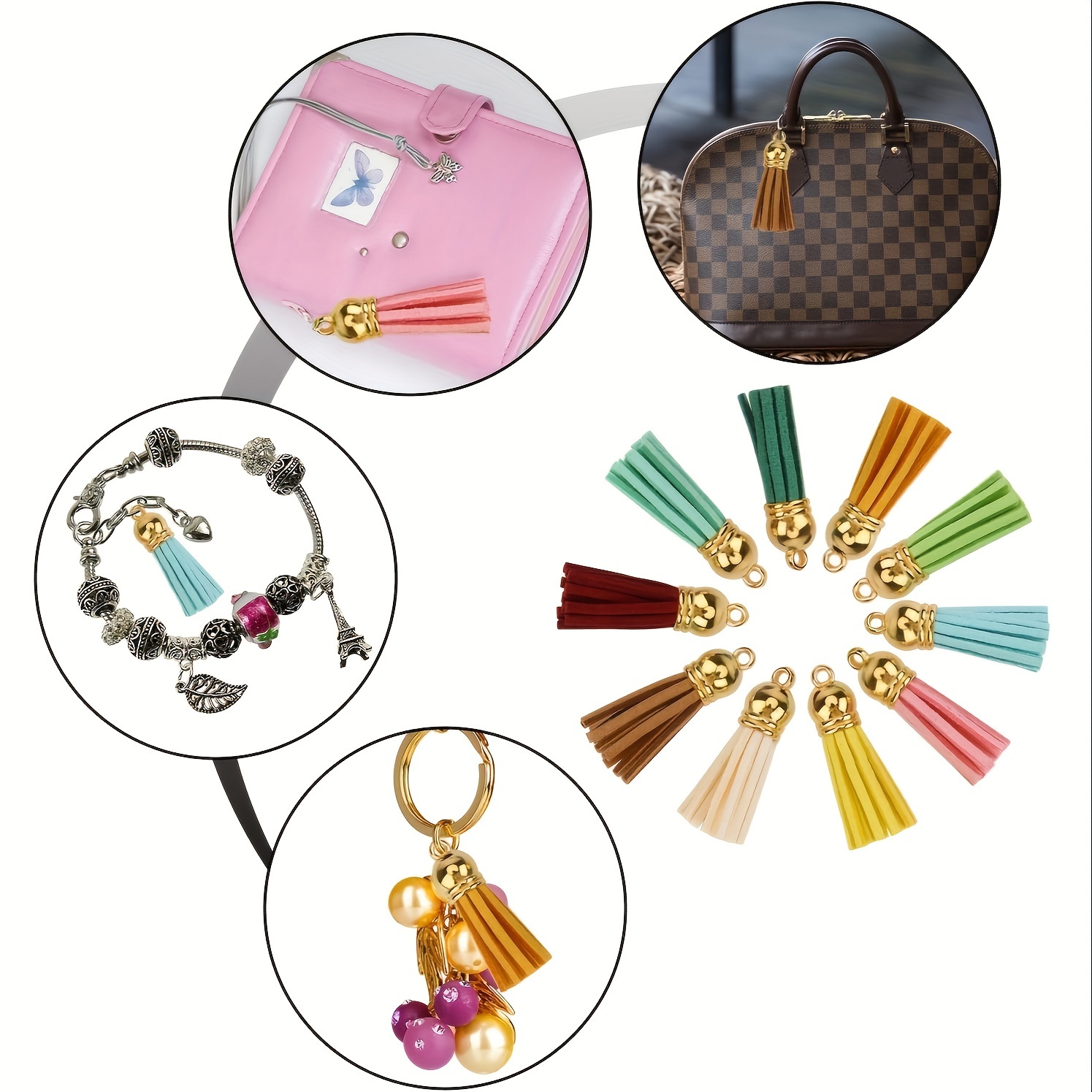 100pcs 25 colors elegant pu leather tassels set with diy craft accessory for jewelry earrings pendants keychains dense material easy attach hoop design details 6