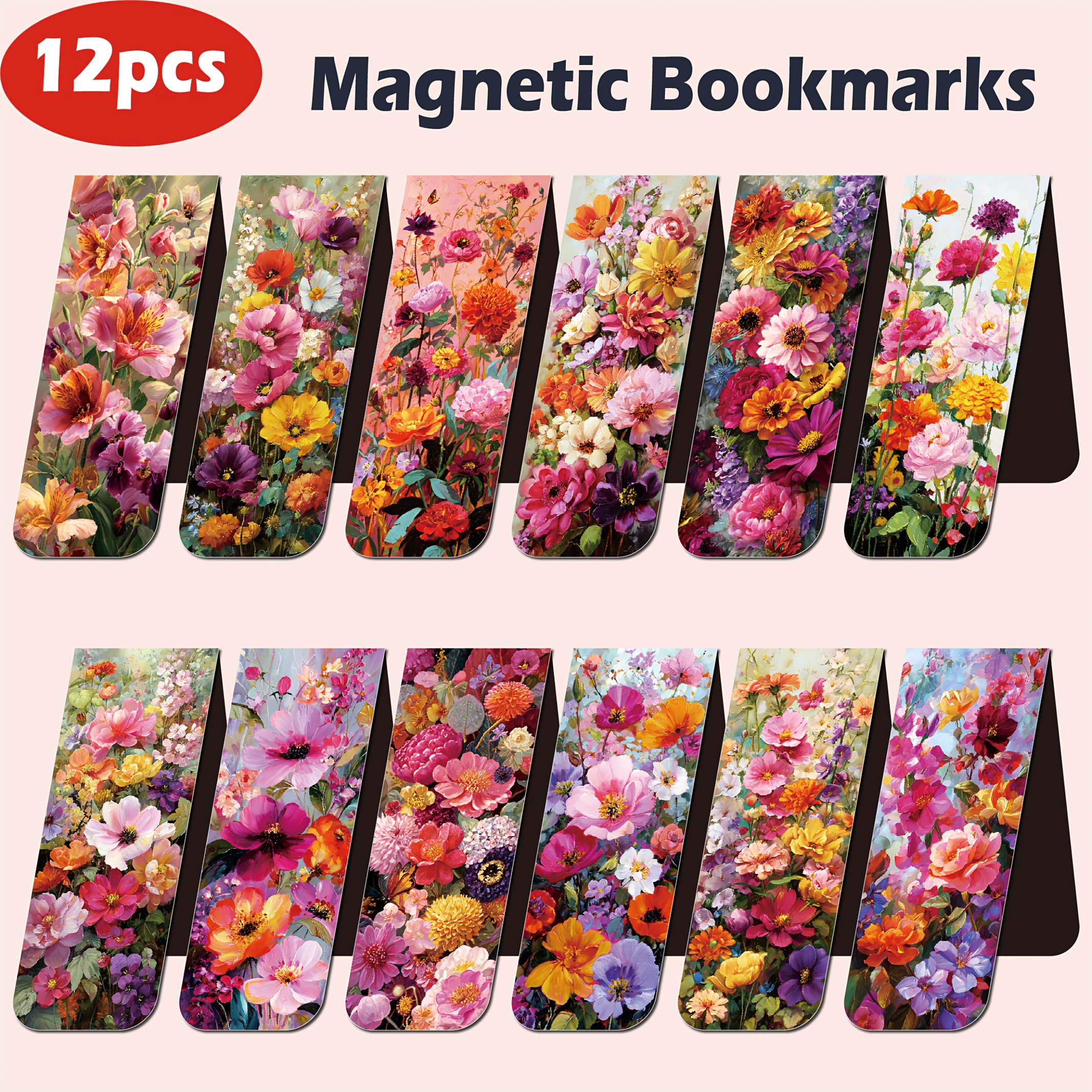 TEMU Set di 12 segnalibri magnetici, tema , per sollevare l'umore, adatti a ragazze e studenti, con rose, e crisantemi in , il miglior regalo per ,
