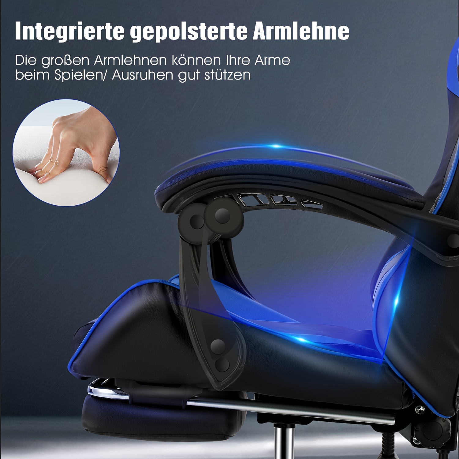 In hoogte verstelbare gamingstoel