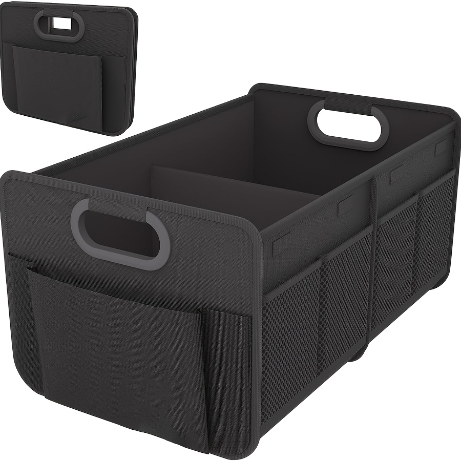 Luggage Organizer Bag, Multi-functional Large Capacity Foldable Storage Box With Multiple Compartments And Side Mesh Pockets