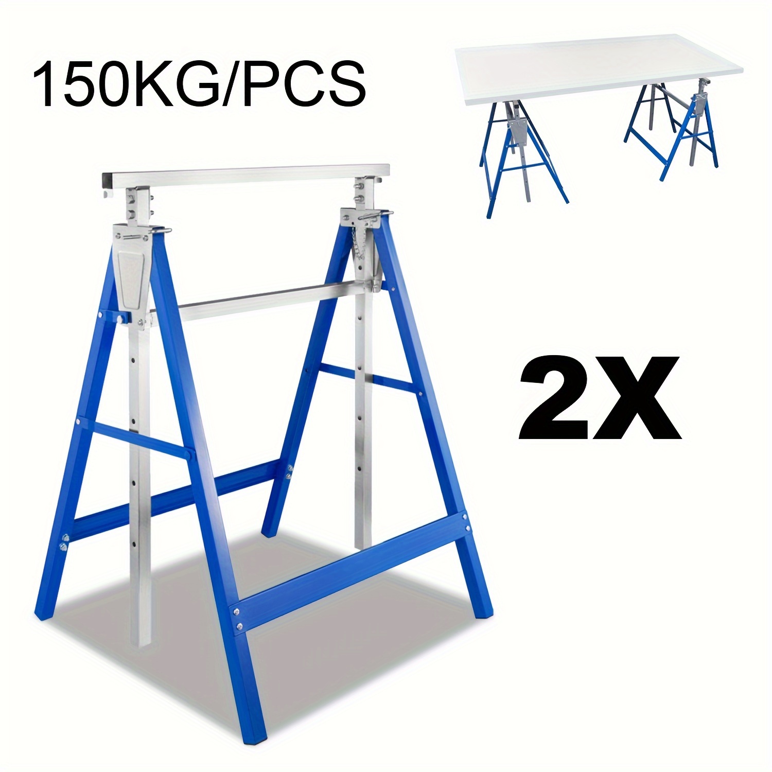 E-shop Arbeitsbock 2er set Arbeitsböcke Tragkraft 200 kg 7-fach klappbock Höhenverstellbar 80-130 cm Metall Gerüstbock Gestelle Gerüstböcke