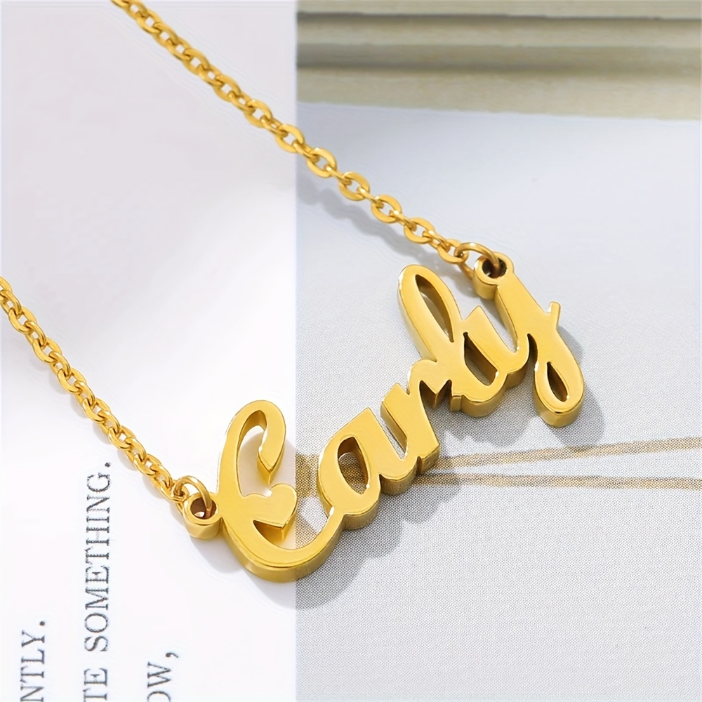 Custom Stainless Steel Name Pendant Necklace with Heart Font