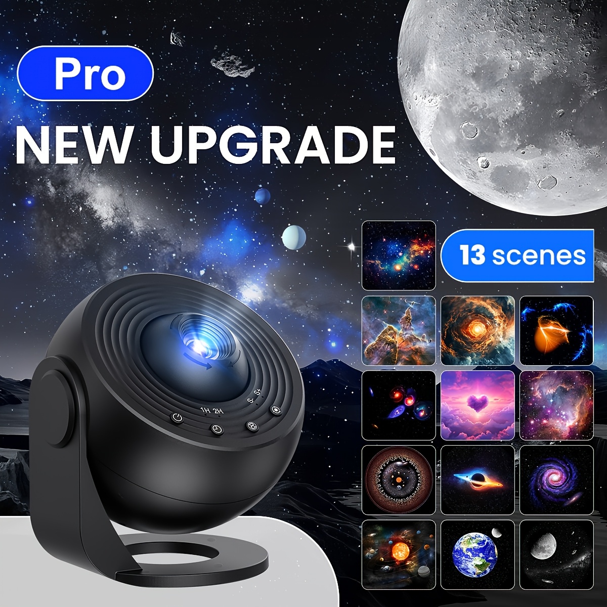 Image of Upgrade Galaxy Projector Pro, Lomoo 13in 1 Hd Planetarium Star The Milky Way Projector For Bedroom, 360 Rotating Star Light With Adjustable Button And Timer For Ceiling, Gifts
