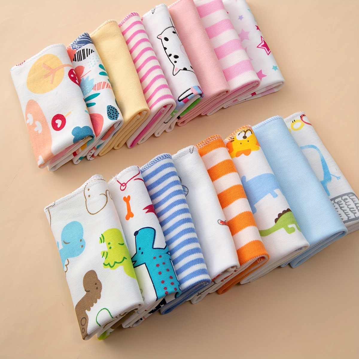 

16pcs Cotton Bibs, Feeding Towels, Burp Cloths, Soft And Comfortable Absorbent Handkerchiefs