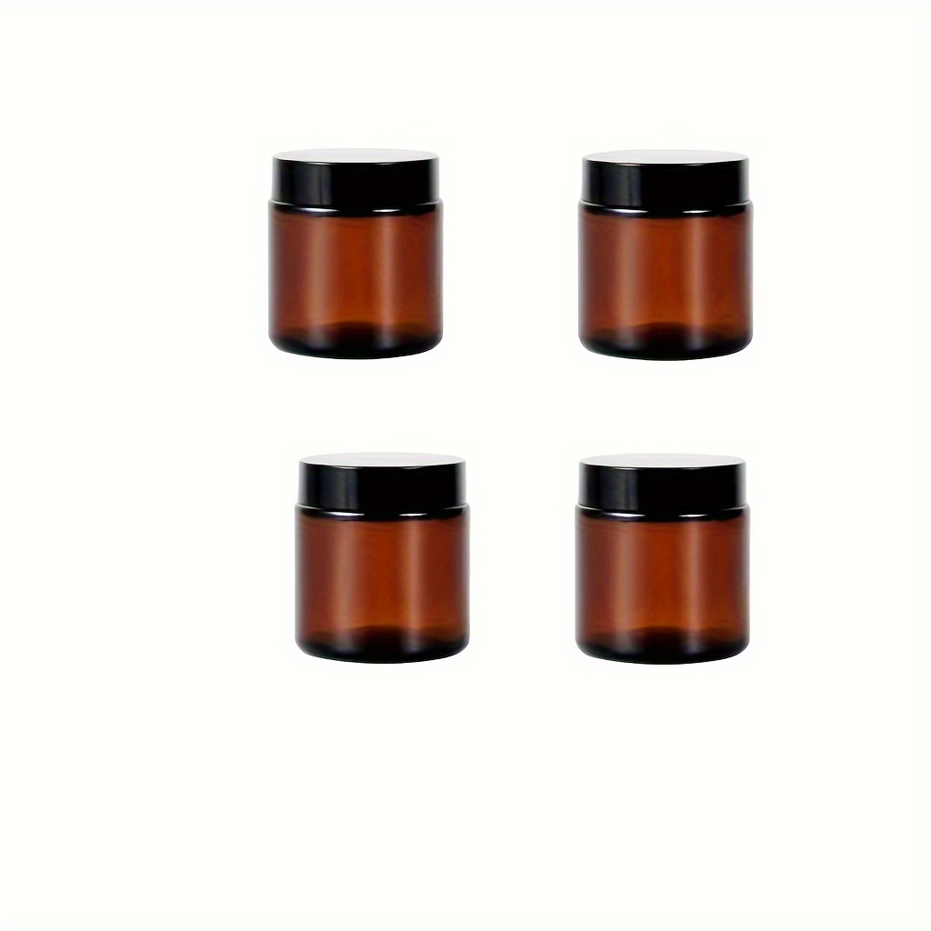 2 4 12pcs 4oz amber glass jar with lid round empty cosmetic container airtight glass jar with inner liner black lid for storing lotions powders and  