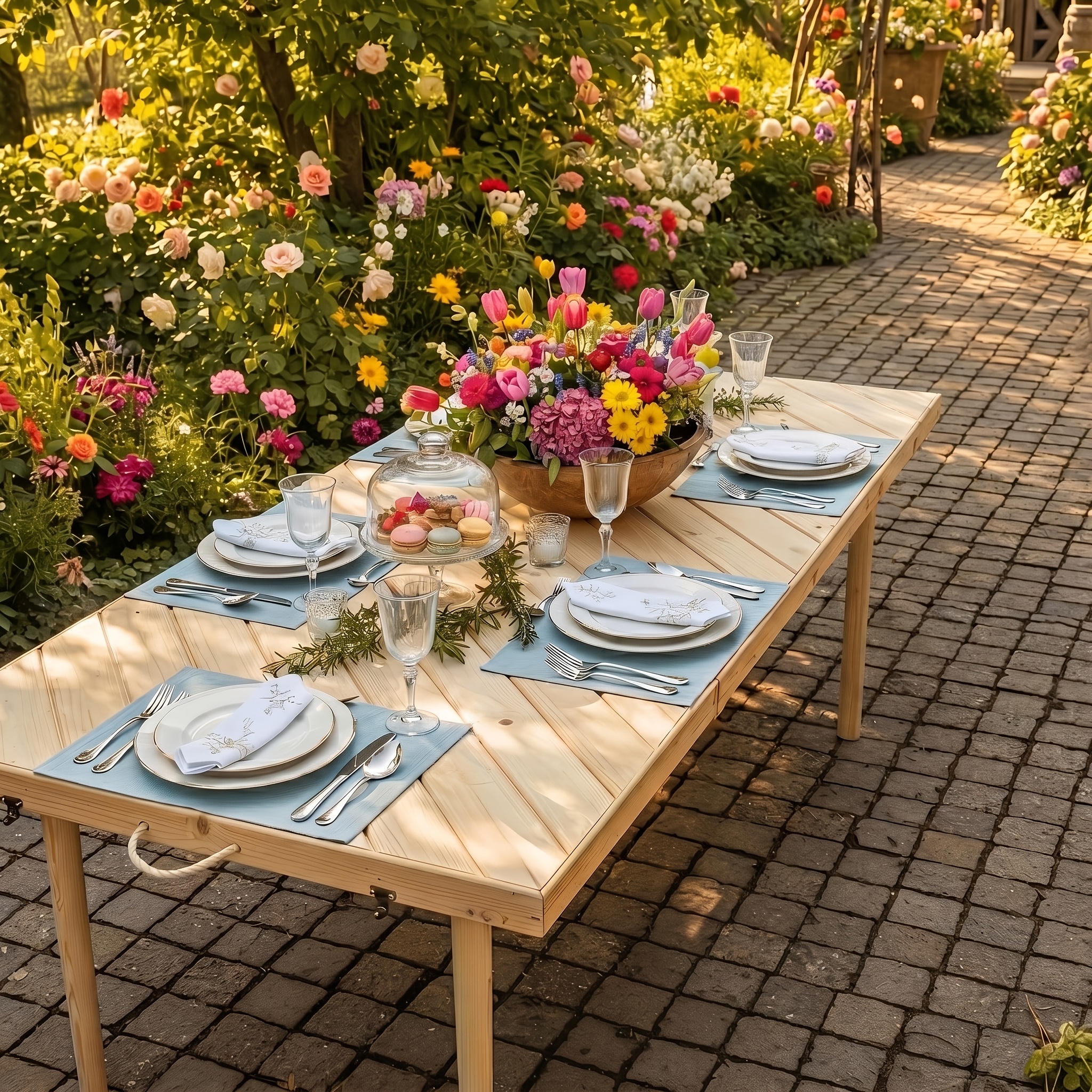 TEMU 1pc Bohemian Style Table, Low Table, Beach Table, Picnic Table, Wooden Table, Folding Table, Car Picnic Table, Outdoor Camping Folding Table,
