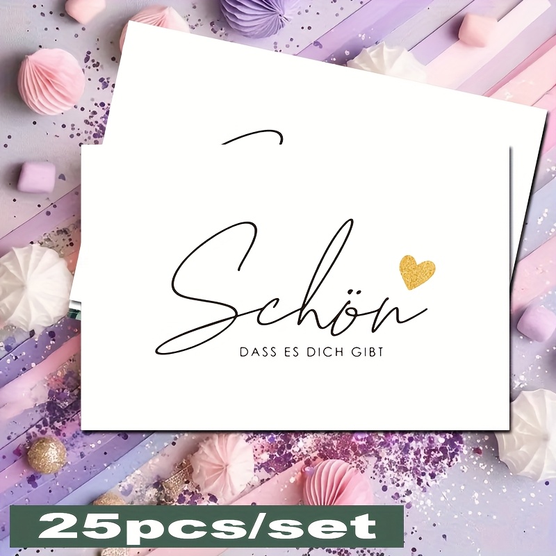 Image of 25 Cards/pack "schön Dass Es Dich Gibt" Thank You Cards, Easy German Gift Packaging Cards, Suitable For Birthdays, Christmas, Valentine's Day, Thanksgiving Packaging Thank You Cards
