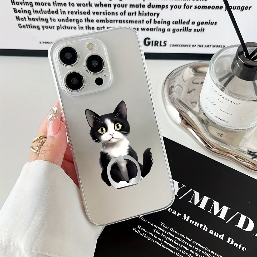 1pc 2d Acrylic Ring Holder, 360° Free Rotation, Cute Kitten Sticker Round Stand, Anti-drop Phone Ring Holder, Tablet Ring Holder, Gaming Console Ring Holder For Multiple