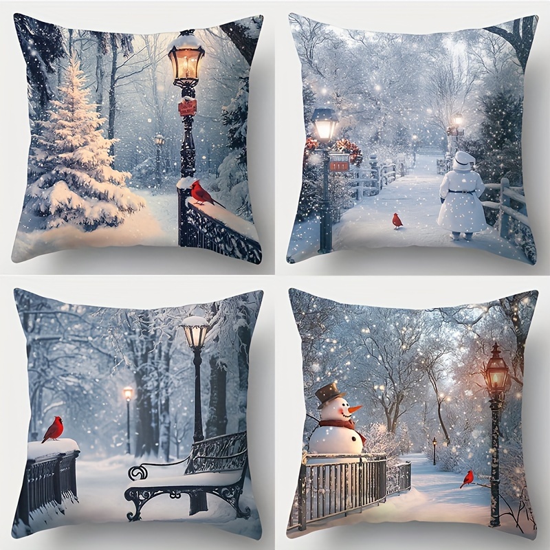 

4pcs, Christmas, New Christmas Tree, Santa , , , Snowman, Pattern Pillowcase, Waist, 17.72 X 17.72 , Decoration, Decoration, Living Decoration, Sofa Decoration, No