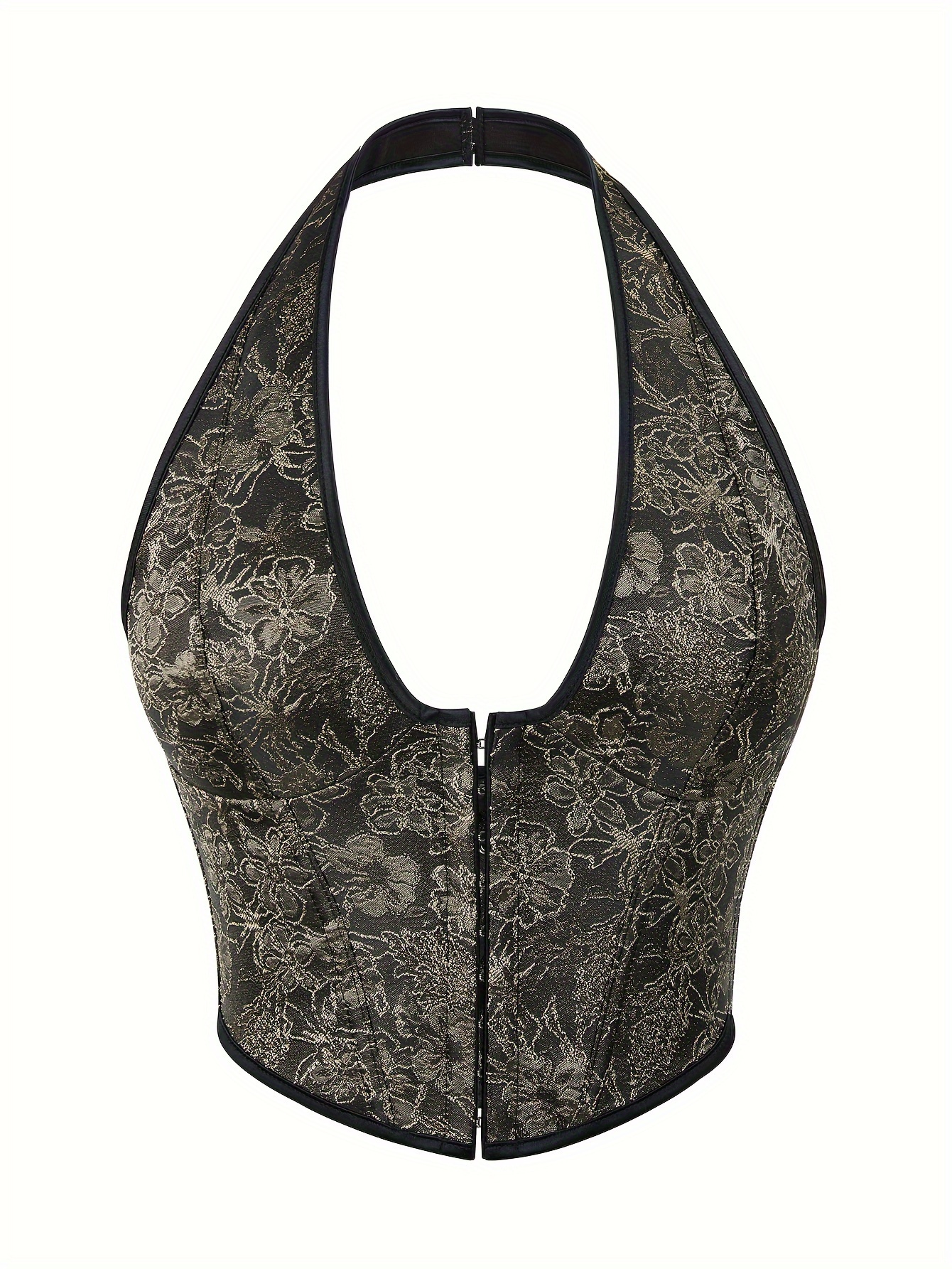 Corset Femme à Lacets Imprimé Floral - Taille Haute, Bretelles Réglables, En Polyester