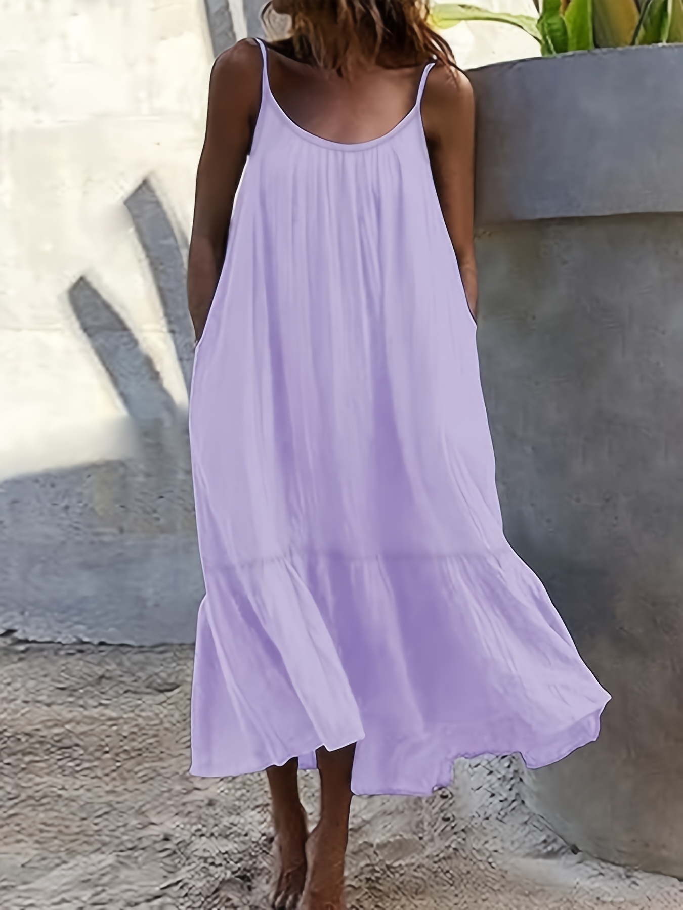 ruffle hem spaghetti strap dress elegant backless cami dress