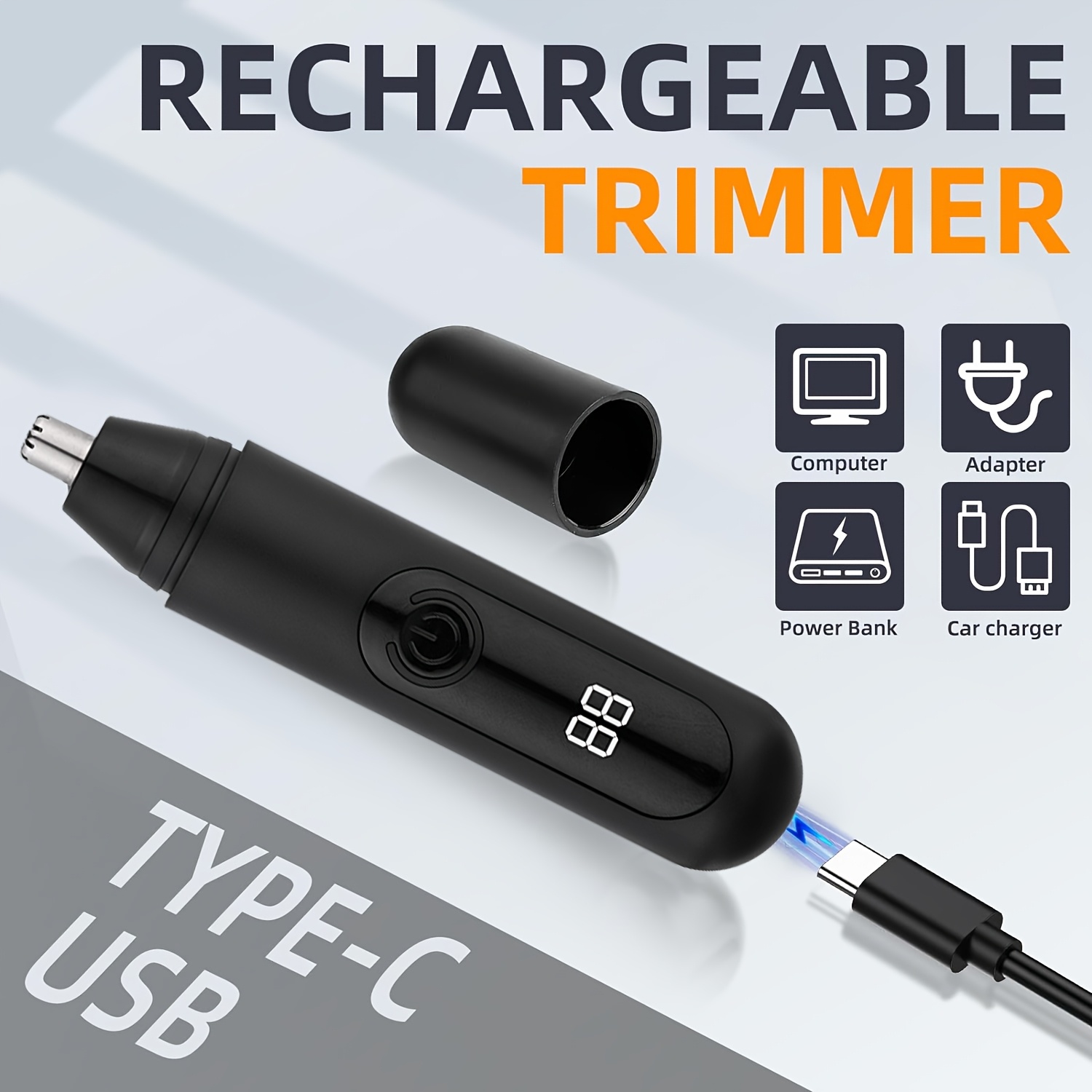 1pc electric nose hair trimmer usb rechargeable ear and nose hair clippers facial hair trimmer for eyebrows and body portable design with neck brush plastic material 500mah lithium battery Product details 6