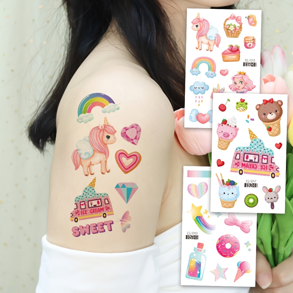 12 Sheets Glitter Dream Princess Tattoo Stickers