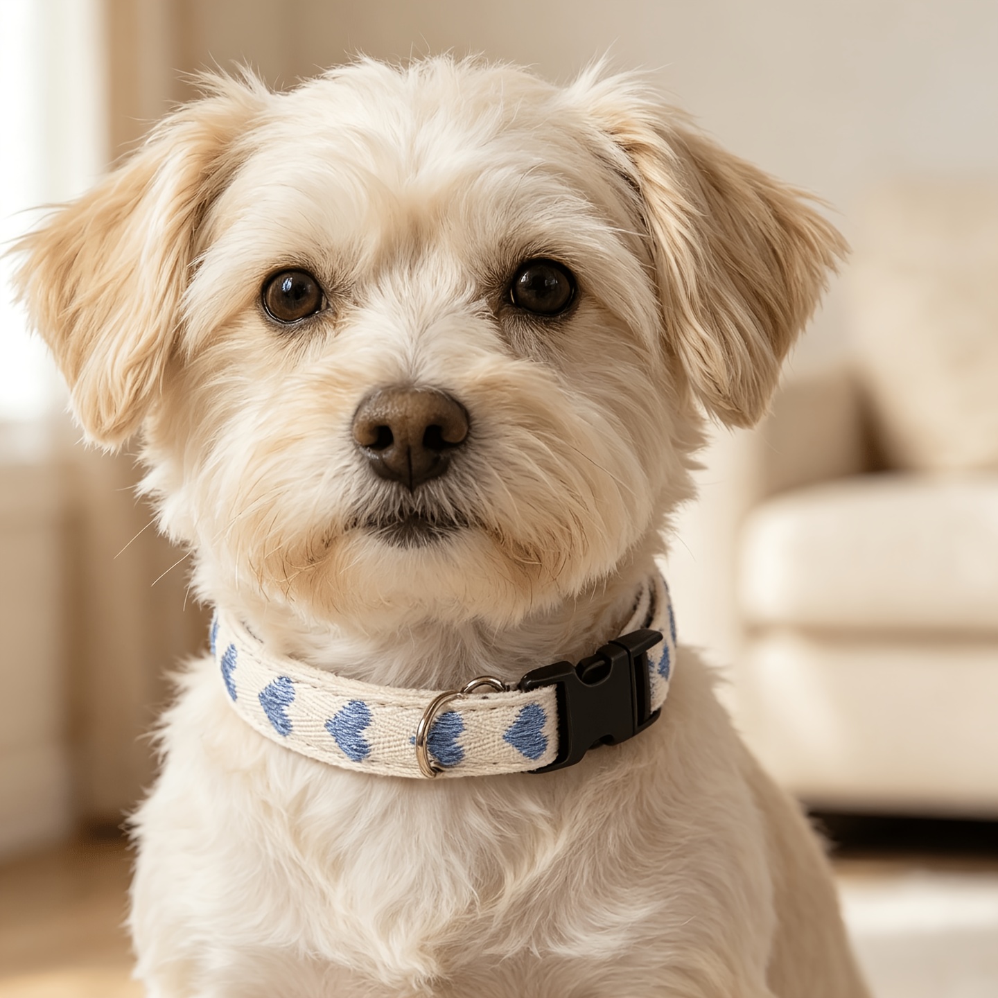 Heart-Shaped Jacquard Soft Pet Collar for Cats and Small Dogs