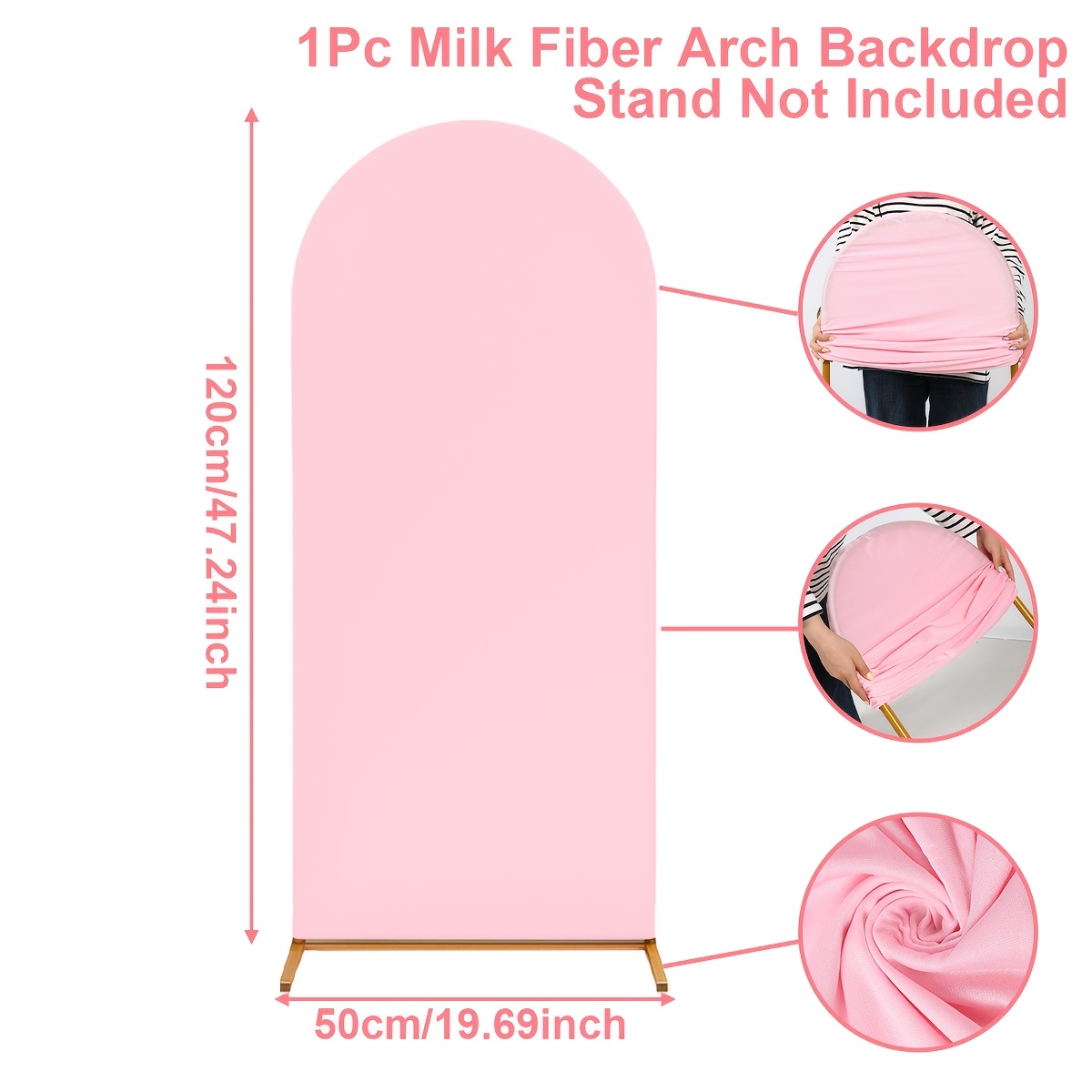 TEMU 1pc, Housse de fond d' de mariage élastique, 50 X 120Cm, Blanc/Beige/Bleu/Rose, Support de fond d' de ballons, Décor de accessoires de fond
