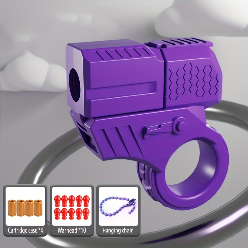 1pc ring gun with shell ejector relax fidget toy cute bag charm accessory perfect gift idea toy gun details 3