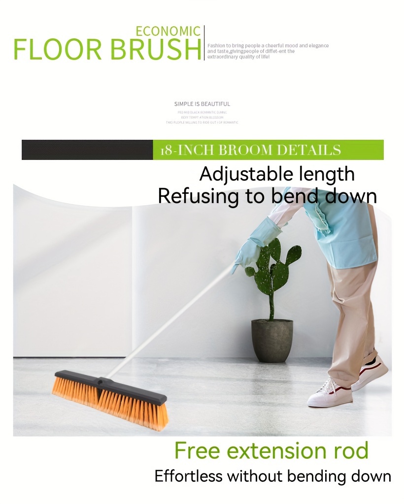 Push Broom Adjustable Long Handle Heavy duty Outdoor Broom - Temu