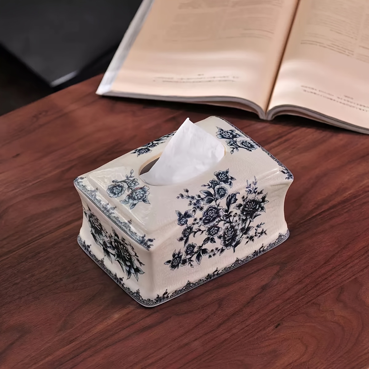 new chinese style blue and white crackled ceramic tissue box for living room coffee table home use housewarming best for christmas Product details 4