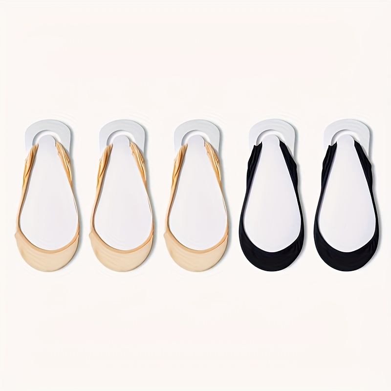 TEMU 5 Pairs Women's Boat Socks With Silicone Anti-slip Grip & - Super Invisible Low-cut Heel, Soft Breathable Polyester, Mixed Colors For High Heels