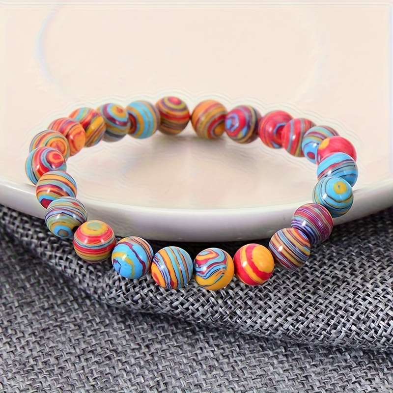 Image of New Striped Beaded Men's Bracelet, Handmade With Natural Stones, Holiday Gift For Father, Mother, , Popular Women's Bracelet, Sports Accessory