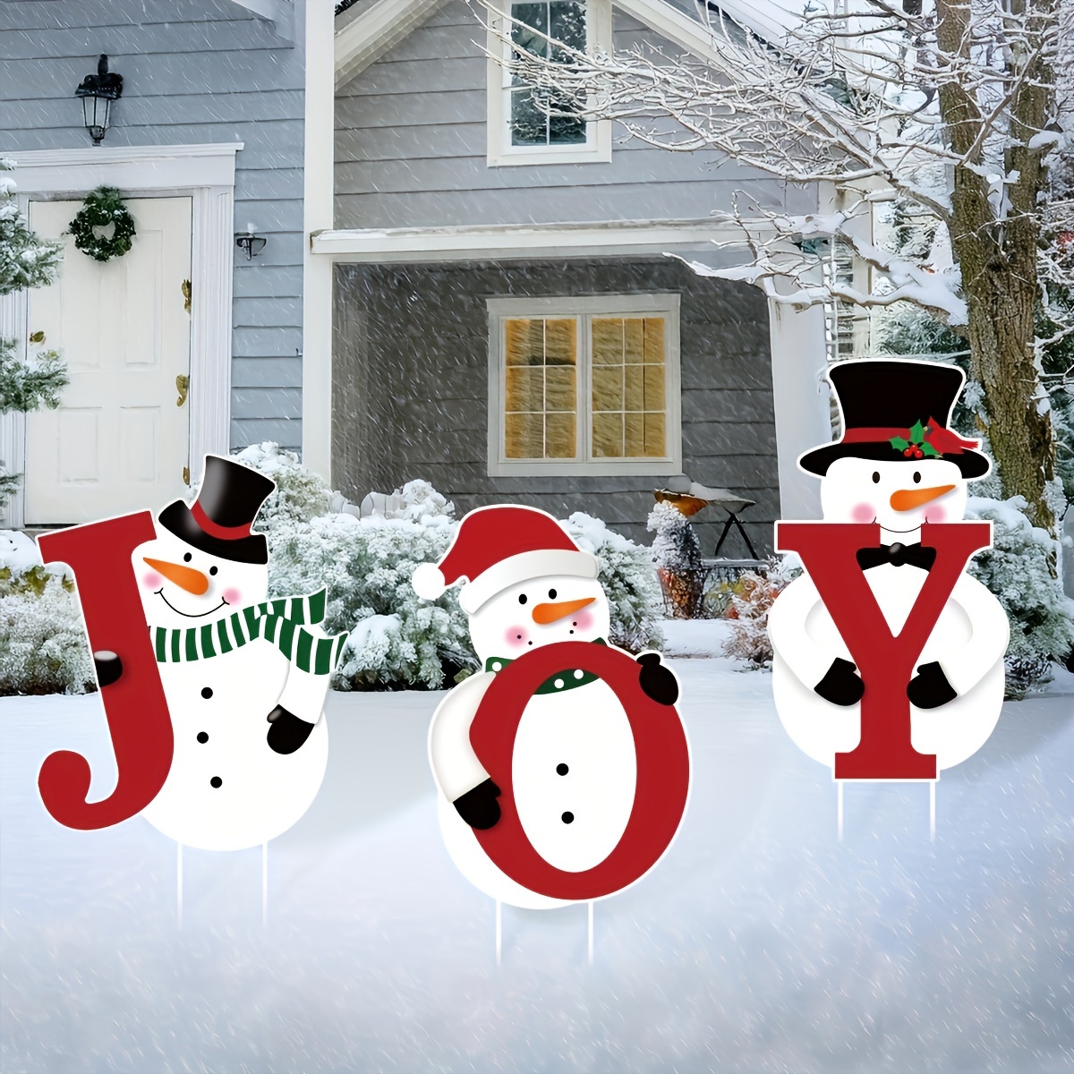 

3- Snowman Set, Plastic, Rod Mounted, Decor, No , For And , Display