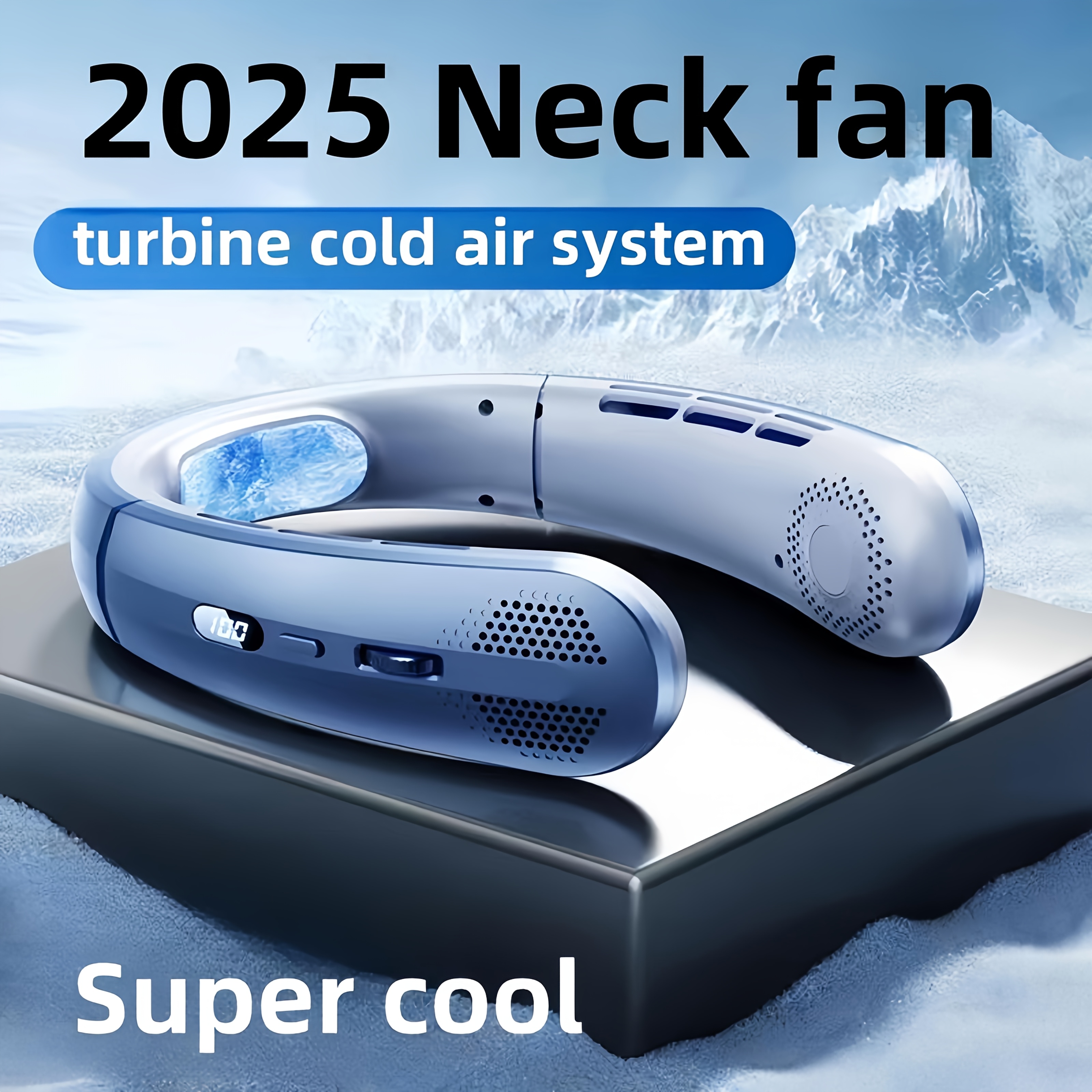 1pc Portable Leafless Hanging Neck Fan Five Generations USB Charging Fan, Display 100 Speed Adjustable Up And Down Air Cooling, 30° Internal And External Angle Adjustable, Suitable for Home, Office. Essential Back-To-School Supplies, Outdoors, Beach