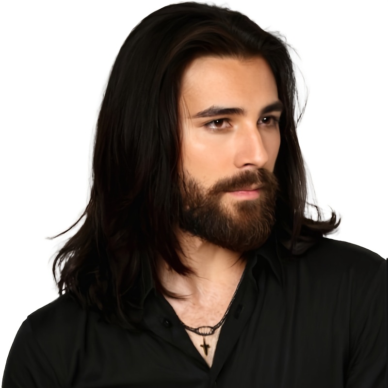TEMU Men's Medium Length Wig, Western Style