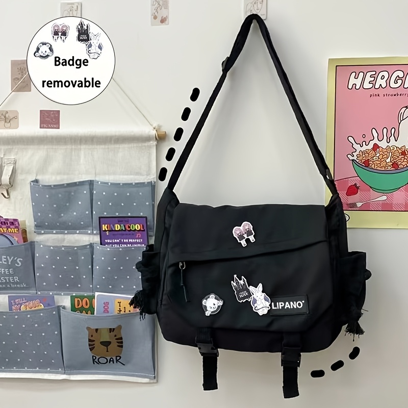 harajuku style large capacity shoulder bag retro workwear