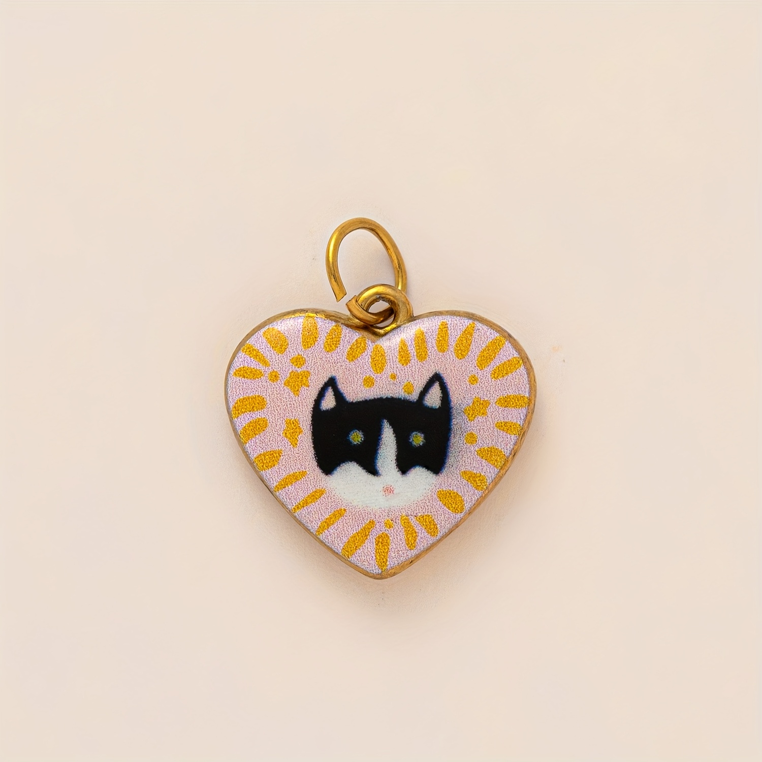 TEMU Un pendentif bohème, élégant et minimaliste, de gouttelettes d'huile colorées, de chats, de cœurs et de étoilés, faisant partie d'une collection