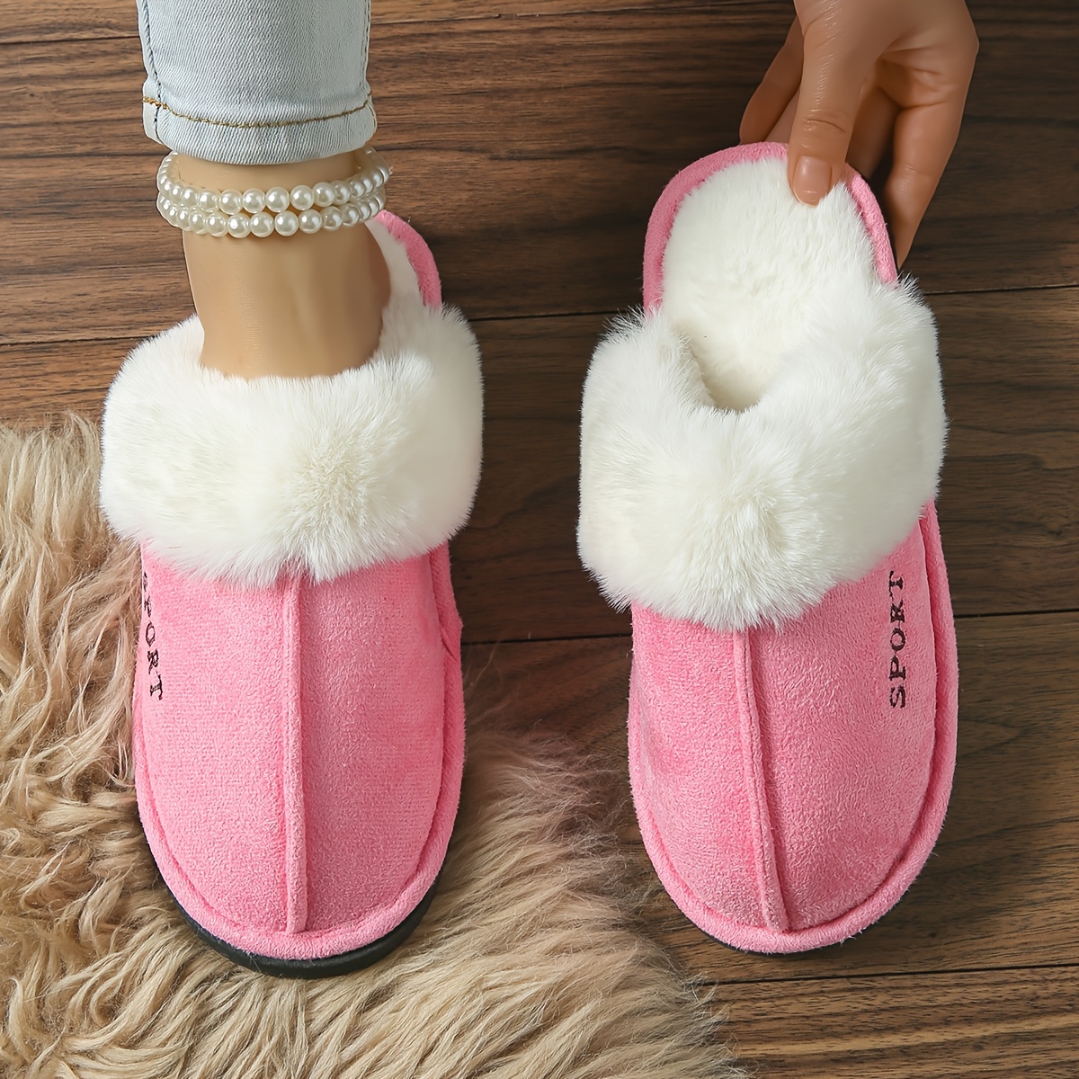 Women's Warm Fluffy Slippers, Home Comfort Bedroom