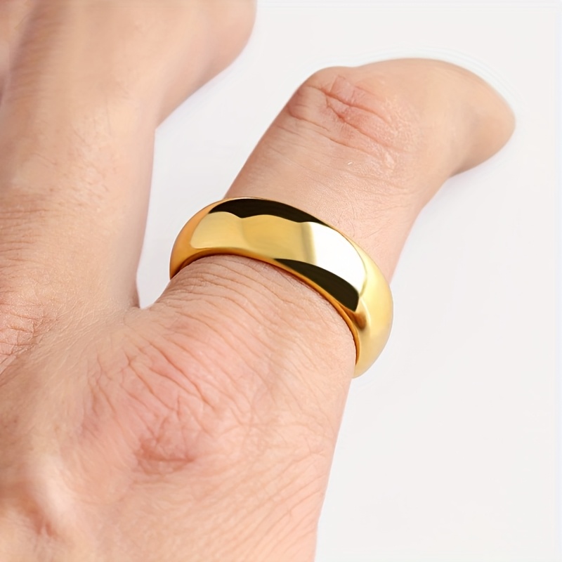 1pc Unisex Ring - Wide 6mm Band, Modern Minimalist Jewelry for Wedding, EngaSynthetic Gemstoneent, Everyday - Durable & Tarnish-Resistant - Wedding/Anniversary/Graduation Gift for Men & Women - Year-Round Elegant Jewelry, EngaSynthetic Gemstoneent